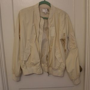 Cream Women's Bomber Jacket with Pockets